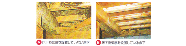 床下換気扇を設置している床下