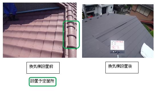 換気棟設置・ビフォー/アフター(2) 換気棟設置・ビフォー/アフター(2)