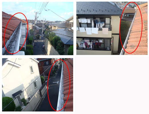 既存の軒樋の破損状況 既存の軒樋の破損状況